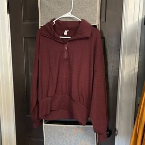 Women's Maroon Zip-Up Pullover